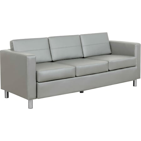 Interion By Global Industrial Interion Antimicrobial Upholstered Leather Sofa, Gray 695737GY-AM